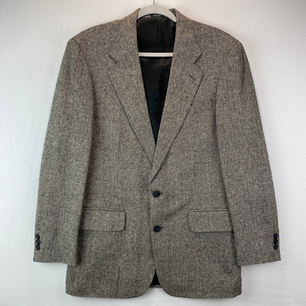 VTG Barrington 100% Silk Sportscoat Mens 38R Brown Textured Weave Blazer